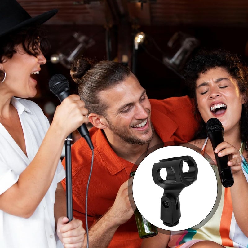 Styquenzer 4 PCS Microphone Holder, Adjustable Angle Mic Holder Clip for Stand Rubber Flexible Microphone Clip Black Wireless Mic Holders Clamp for Mics Stand Handheld Microphones Recording Condenser Microphones - Image 5
